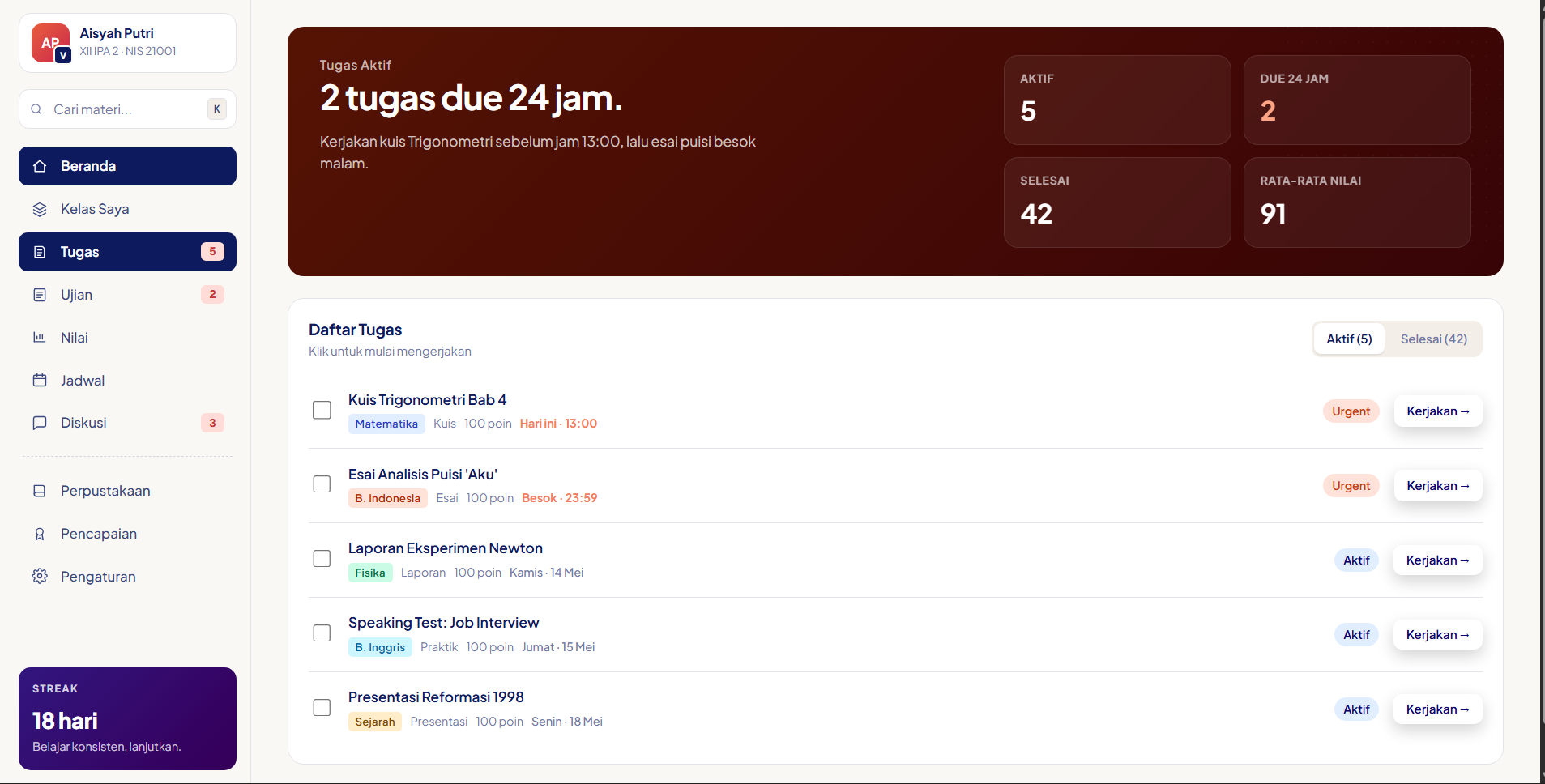 Knowvia assignments list